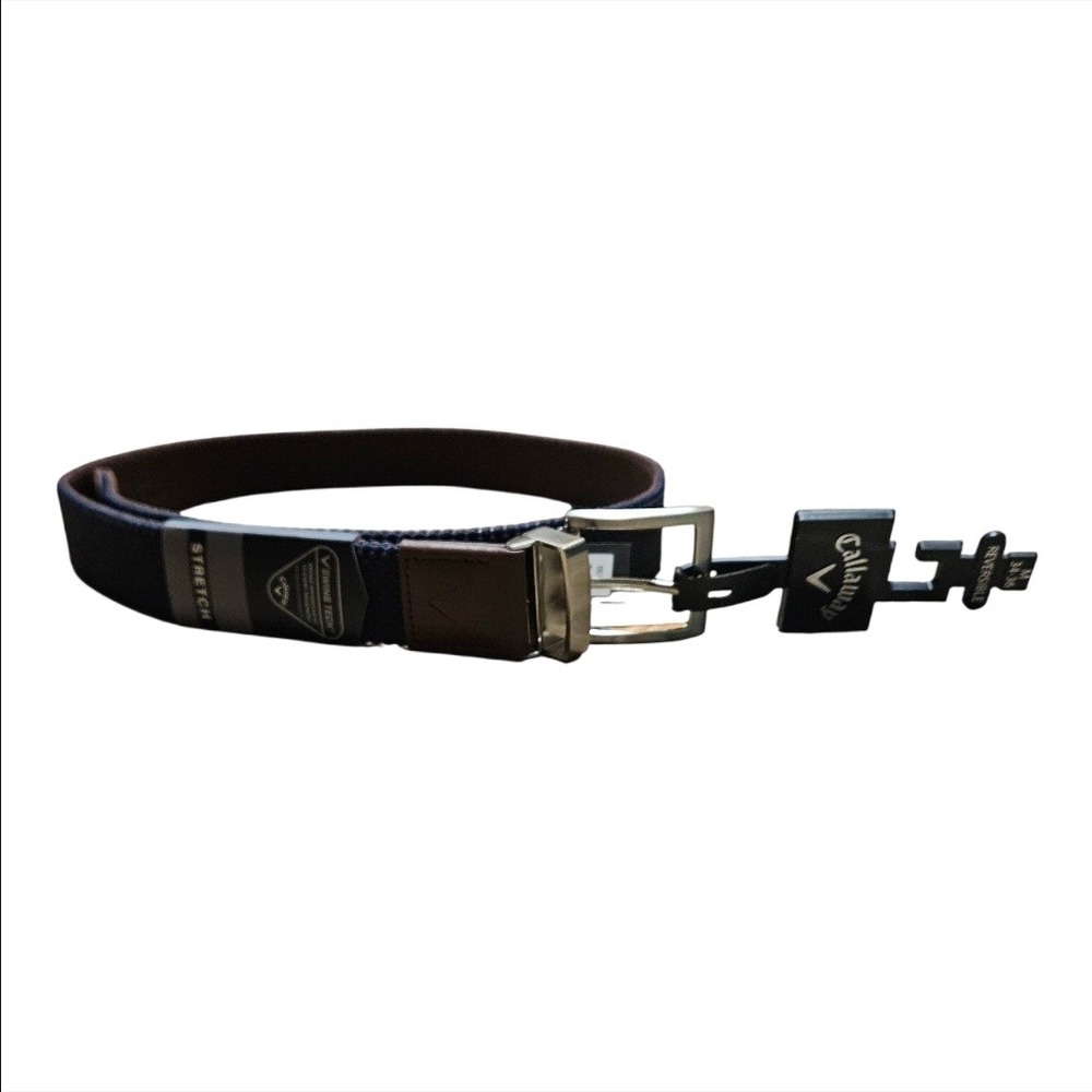 Callaway Mens Reversible Stretch‎ Belt Medium 34 36 Blue Brown Golf Performance